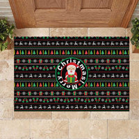 Gift For Merry Christmas Rubber Doormat with Santa Claus and Holiday Icons Pattern - Wonder Print Shop