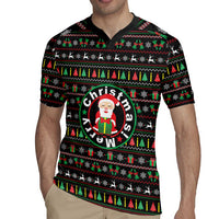 Gift For Merry Christmas Rugby Jersey with Santa Claus and Holiday Icons Pattern - Wonder Print Shop
