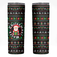 Gift For Merry Christmas Skinny Tumbler with Santa Claus and Holiday Icons Pattern - Wonder Print Shop