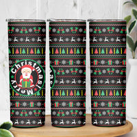 Gift For Merry Christmas Skinny Tumbler with Santa Claus and Holiday Icons Pattern - Wonder Print Shop
