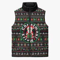 Gift For Merry Christmas Sleeveless Puffer Jacket with Santa Claus and Holiday Icons Pattern - Wonder Print Shop