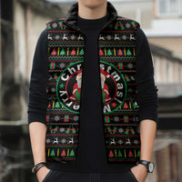 Gift For Merry Christmas Sleeveless Puffer Jacket with Santa Claus and Holiday Icons Pattern - Wonder Print Shop