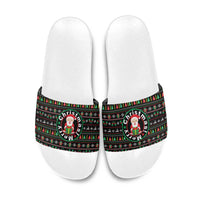 Gift For Merry Christmas Slide Sandals with Santa Claus and Holiday Icons Pattern - Wonder Print Shop