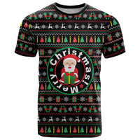 Gift For Merry Christmas T Shirt with Santa Claus and Holiday Icons Pattern - Wonder Print Shop