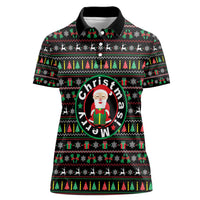 Gift For Merry Christmas Women Polo Shirt with Santa Claus and Holiday Icons Pattern - Wonder Print Shop