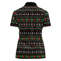 Gift For Merry Christmas Women Polo Shirt with Santa Claus and Holiday Icons Pattern - Wonder Print Shop