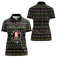 Gift For Merry Christmas Women Polo Shirt with Santa Claus and Holiday Icons Pattern - Wonder Print Shop