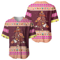 Christmas Cookie Baseball Jersey with Gingerbread Tree Candy Ornaments and Sweet Treat Pattern - Wonder Print Shop