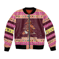 Christmas Cookie Bomber Jacket with Gingerbread Tree Candy Ornaments and Sweet Treat Pattern - Wonder Print Shop