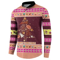 Christmas Cookie Button Sweatshirt with Gingerbread Tree Candy Ornaments and Sweet Treat Pattern - Wonder Print Shop