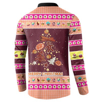 Christmas Cookie Button Sweatshirt with Gingerbread Tree Candy Ornaments and Sweet Treat Pattern - Wonder Print Shop