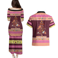 Christmas Cookie Couples Matching Puletasi and Hawaiian Shirt with Gingerbread Tree Candy Ornaments and Sweet Treat Pattern - Wonder Print Shop