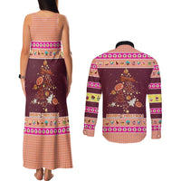Christmas Cookie Couples Matching Tank Maxi Dress and Long Sleeve Button Shirt with Gingerbread Tree Candy Ornaments and Sweet Treat Pattern - Wonder Print Shop