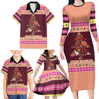 Christmas Cookie Family Matching Long Sleeve Bodycon Dress and Hawaiian Shirt with Gingerbread Tree Candy Ornaments and Sweet Treat Pattern - Wonder Print Shop