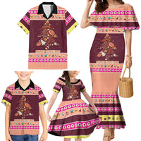 Christmas Cookie Family Matching Mermaid Dress and Hawaiian Shirt with Gingerbread Tree Candy Ornaments and Sweet Treat Pattern - Wonder Print Shop