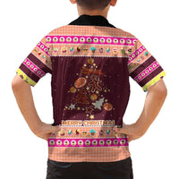 Christmas Cookie Family Matching Off The Shoulder Long Sleeve Dress and Hawaiian Shirt with Gingerbread Tree Candy Ornaments and Sweet Treat Pattern - Wonder Print Shop