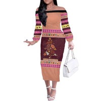 Christmas Cookie Family Matching Off The Shoulder Long Sleeve Dress and Hawaiian Shirt with Gingerbread Tree Candy Ornaments and Sweet Treat Pattern - Wonder Print Shop