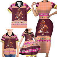Christmas Cookie Family Matching Short Sleeve Bodycon Dress and Hawaiian Shirt with Gingerbread Tree Candy Ornaments and Sweet Treat Pattern - Wonder Print Shop