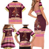 Christmas Cookie Family Matching Short Sleeve Bodycon Dress and Hawaiian Shirt with Gingerbread Tree Candy Ornaments and Sweet Treat Pattern - Wonder Print Shop