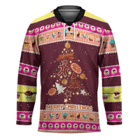 Christmas Cookie Hockey Jersey with Gingerbread Tree Candy Ornaments and Sweet Treat Pattern - Wonder Print Shop