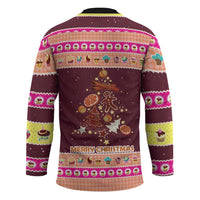 Christmas Cookie Hockey Jersey with Gingerbread Tree Candy Ornaments and Sweet Treat Pattern - Wonder Print Shop