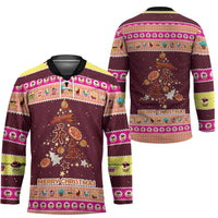 Christmas Cookie Hockey Jersey with Gingerbread Tree Candy Ornaments and Sweet Treat Pattern - Wonder Print Shop