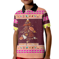 Christmas Cookie Kid Polo Shirt with Gingerbread Tree Candy Ornaments and Sweet Treat Pattern - Wonder Print Shop