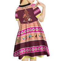 Christmas Cookie Kid Short Sleeve Dress with Gingerbread Tree Candy Ornaments and Sweet Treat Pattern - Wonder Print Shop