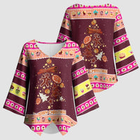 Christmas Cookie Kimono Sleeve Blouse with Gingerbread Tree Candy Ornaments and Sweet Treat Pattern - Wonder Print Shop