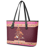 Christmas Cookie Leather Tote Bag with Gingerbread Tree Candy Ornaments and Sweet Treat Pattern - Wonder Print Shop