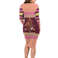 Christmas Cookie Long Sleeve Bodycon Dress with Gingerbread Tree Candy Ornaments and Sweet Treat Pattern - Wonder Print Shop
