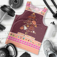 Christmas Cookie Men Tank Top with Gingerbread Tree Candy Ornaments and Sweet Treat Pattern - Wonder Print Shop