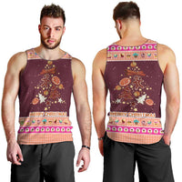 Christmas Cookie Men Tank Top with Gingerbread Tree Candy Ornaments and Sweet Treat Pattern - Wonder Print Shop