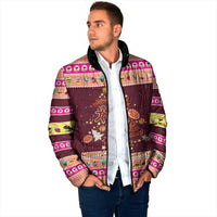 Christmas Cookie Padded Jacket with Gingerbread Tree Candy Ornaments and Sweet Treat Pattern - Wonder Print Shop