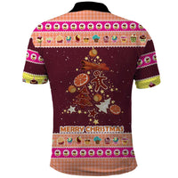 Christmas Cookie Polo Shirt with Gingerbread Tree Candy Ornaments and Sweet Treat Pattern - Wonder Print Shop