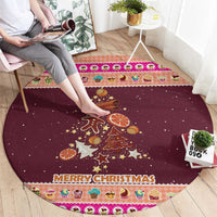 Christmas Cookie Round Carpet with Gingerbread Tree Candy Ornaments and Sweet Treat Pattern - Wonder Print Shop