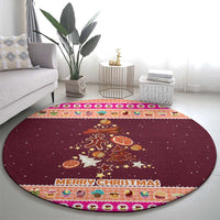 Christmas Cookie Round Carpet with Gingerbread Tree Candy Ornaments and Sweet Treat Pattern - Wonder Print Shop