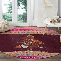 Christmas Cookie Round Carpet with Gingerbread Tree Candy Ornaments and Sweet Treat Pattern - Wonder Print Shop