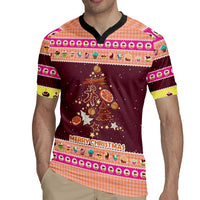 Christmas Cookie Rugby Jersey with Gingerbread Tree Candy Ornaments and Sweet Treat Pattern - Wonder Print Shop