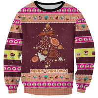 Christmas Cookie Sweatshirt with Gingerbread Tree Candy Ornaments and Sweet Treat Pattern - Wonder Print Shop