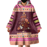 Christmas Cookie Wearable Blanket Hoodie with Gingerbread Tree Candy Ornaments and Sweet Treat Pattern - Wonder Print Shop