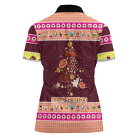 Christmas Cookie Women Polo Shirt with Gingerbread Tree Candy Ornaments and Sweet Treat Pattern - Wonder Print Shop