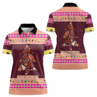 Christmas Cookie Women Polo Shirt with Gingerbread Tree Candy Ornaments and Sweet Treat Pattern - Wonder Print Shop