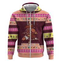 Christmas Cookie Zip Hoodie with Gingerbread Tree Candy Ornaments and Sweet Treat Pattern - Wonder Print Shop