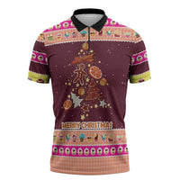 Christmas Cookie Zipper Polo Shirt with Gingerbread Tree Candy Ornaments and Sweet Treat Pattern - Wonder Print Shop