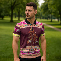 Christmas Cookie Zipper Polo Shirt with Gingerbread Tree Candy Ornaments and Sweet Treat Pattern - Wonder Print Shop