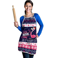 Flamingo I Am The Reason Santa Has A Naughty Christmas Apron Xmas Holiday Patterns - Wonder Print Shop