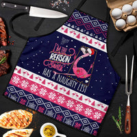 Flamingo I Am The Reason Santa Has A Naughty Christmas Apron Xmas Holiday Patterns - Wonder Print Shop