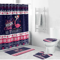 Flamingo I Am The Reason Santa Has A Naughty Christmas Bathroom Set Xmas Holiday Patterns - Wonder Print Shop