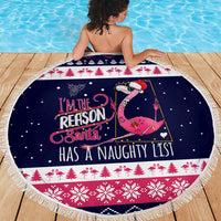 Flamingo I Am The Reason Santa Has A Naughty Christmas Beach Blanket Xmas Holiday Patterns - Wonder Print Shop